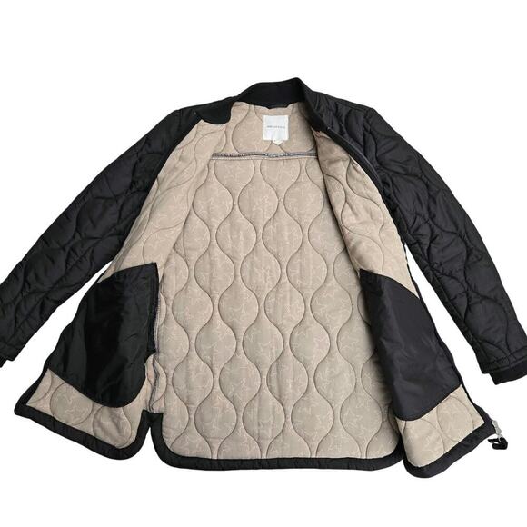 Anthropologie Avec Les Filles Women Black Quilted Longline Puffer Coat XS Bomber - Picture 9 of 12